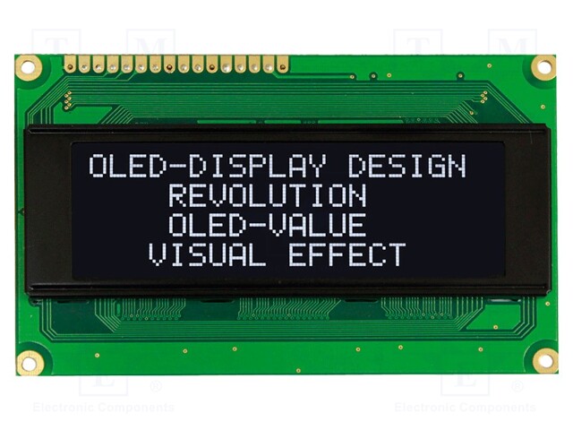 Display: OLED; alphanumeric; 20x4; Dim: 98x60x10mm; white; PIN: 16