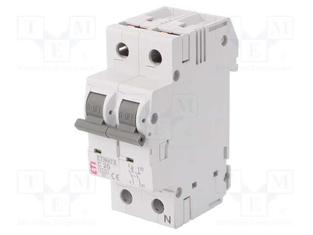 Circuit breaker; 230/400VAC; Inom: 20A; Poles: 1+N; DIN; Charact: C