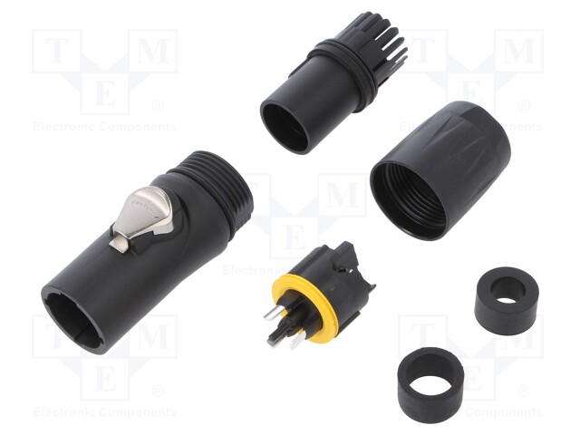 Plug; loudspeaker; male; PIN: 3; for cable; 16A; 250V; thermoplastic