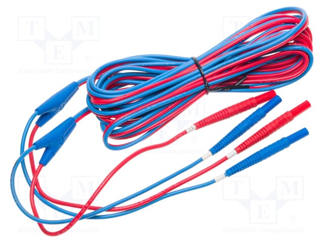 Test lead; 10A; banana plug x2-banana plug x2; Len: 6m; red-blue