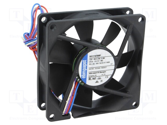 Fan: DC; axial; 80x80x25mm; 78m3/h; 19dBA; slide bearing; 3600rpm