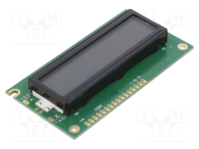 Display: LCD; alphanumeric; STN Positive; 16x2; 84x44x13.2mm; LED