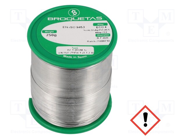 Soldering wire; Sn96,5Ag3Cu0,5; 0.7mm; 0.25kg; lead free