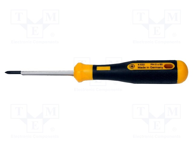 Screwdriver; Phillips; PH0; Blade length: 60mm; Overall len: 160mm