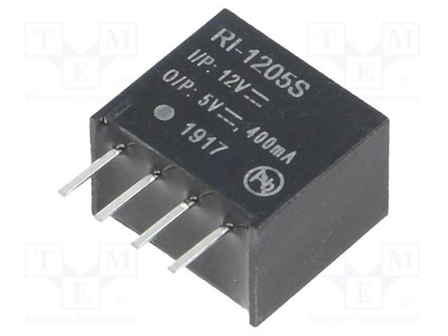 Converter: DC/DC; 2W; Uin: 10.8÷13.2V; Uout: 5VDC; Iout: 400mA; SIP4