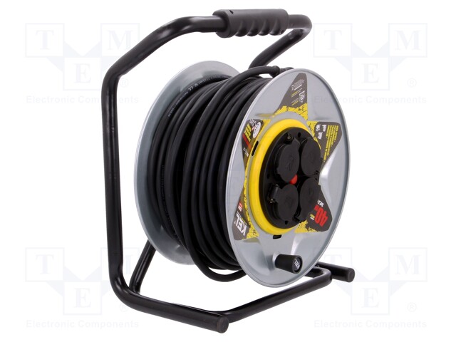 Extension lead; reel,with non-rotating sockets; Sockets: 4; 40m