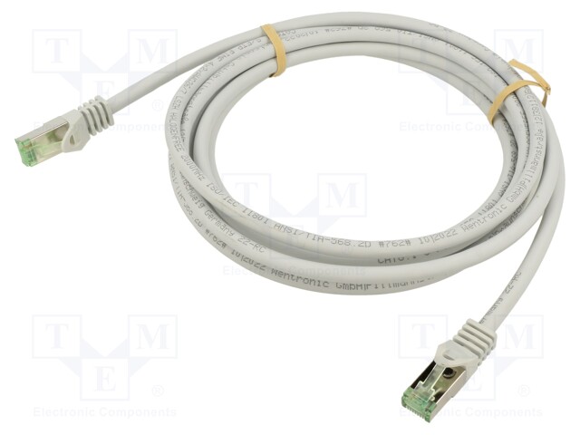 Patch cord; S/FTP; Cat 8.1; stranded; Cu; LSZH; grey; 3m; 26AWG