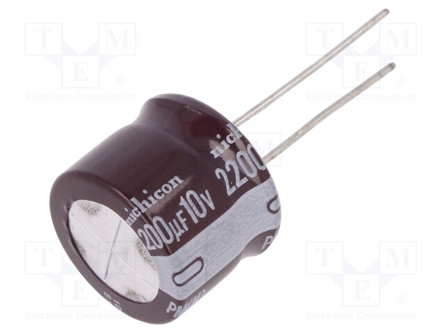 Capacitor: electrolytic; low impedance; THT; 2200uF; 10VDC; ±20%