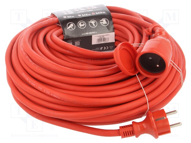 Extension lead; Sockets: 1; rubber; red; 40m; 16A; PROFESSIONAL