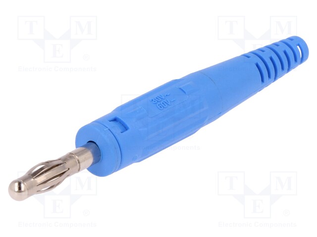 Plug; 4mm banana; 32A; 60V; blue; 2.5mm2; Plating: nickel plated