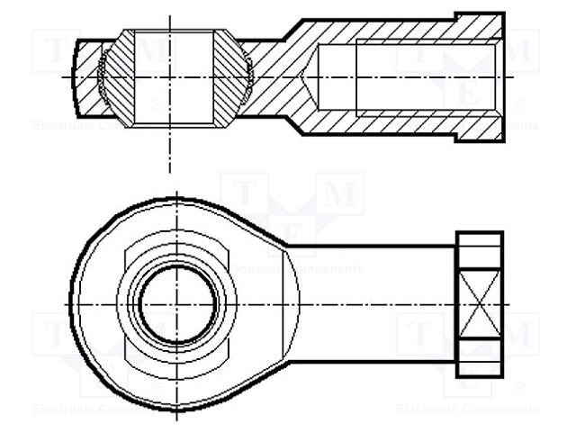 Ball joint; 16mm; Thread: M16; Mat: steel; Pitch: 2,0; Plating: zinc