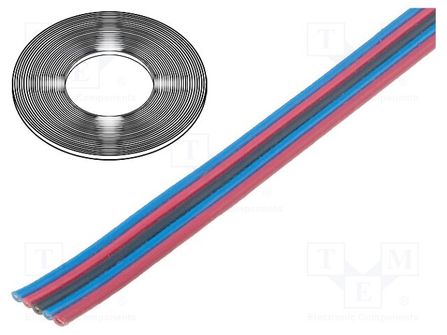 Wire: ribbon; stranded; Cu; 5x0,35mm2; unshielded; PVC; 150V; 50m