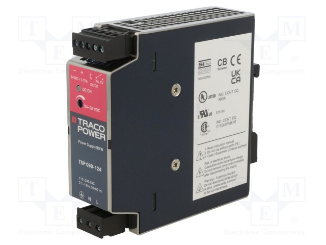 Power supply: switched-mode; 90W; 24VDC; 24÷28VDC; 3.75A; OUT: 1