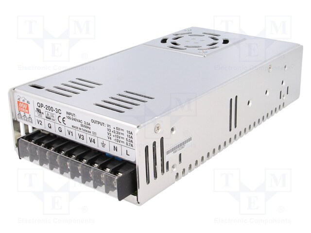 Power supply: switched-mode; modular; 210W; 5VDC; 215x115x50mm