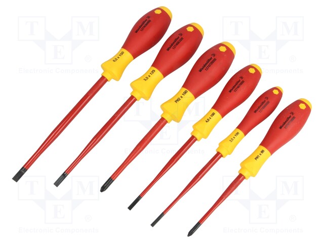 Screwdrivers; Pcs: 6; insulated; 1kVAC; Bit: Phillips,slot