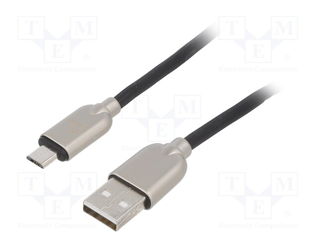 Cable; USB 2.0; USB A plug,USB B micro plug; gold-plated; 2m