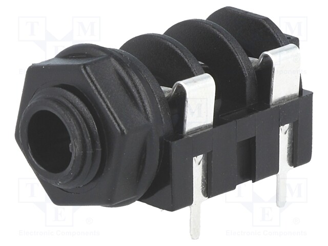 Socket; Jack 6,35mm; female; mono; with on/off switch; angled 90°