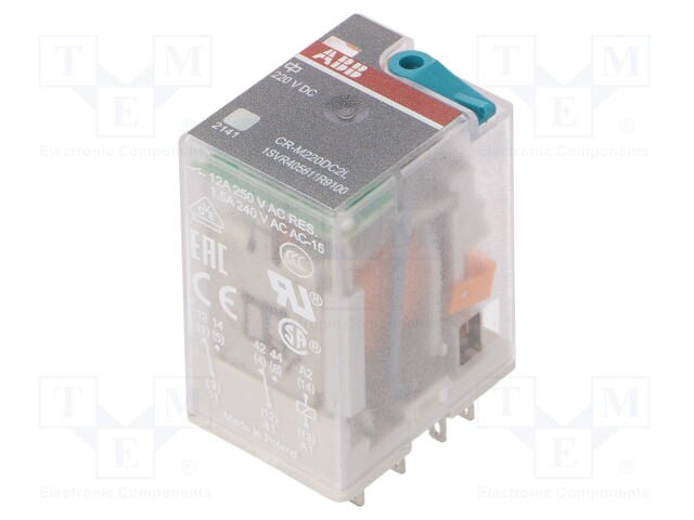 Relay: electromagnetic; DPDT; Ucoil: 220VDC; 12A; max.250VAC