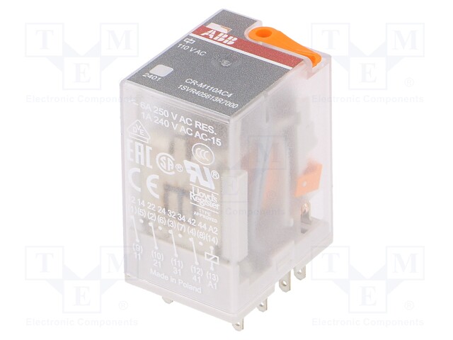 Relay: electromagnetic; 4PDT; Ucoil: 110VAC; 6A; max.250VDC