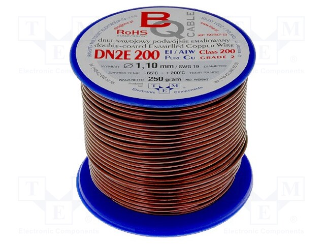 Coil wire; double coated enamelled; 1.1mm; 0,25kg; -65÷200°C