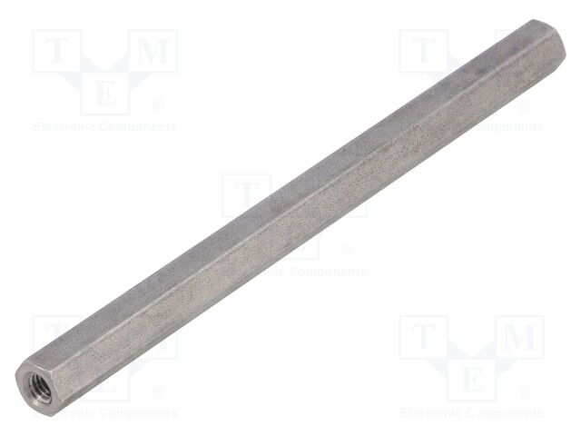 Screwed spacer sleeve; Int.thread: M4; 100mm; hexagonal