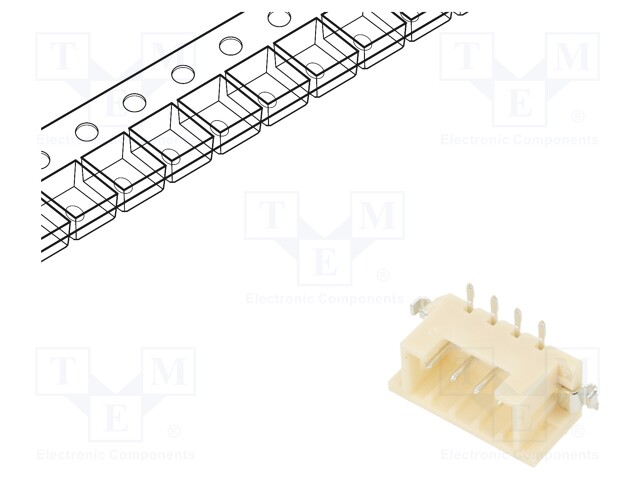 Socket; wire-wire/PCB; male; DF3; 2mm; PIN: 4; SMT; on PCBs; tinned