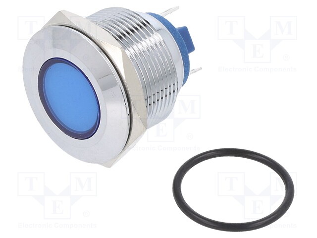 Indicator: LED; flat; 12VDC; 12VAC; Cutout: Ø22mm; brass