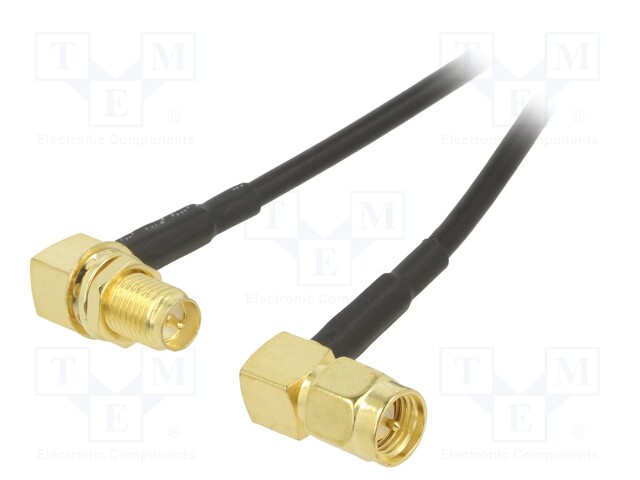 Cable; 50Ω; 1m; RP-SMA female,SMA plug; black; angled