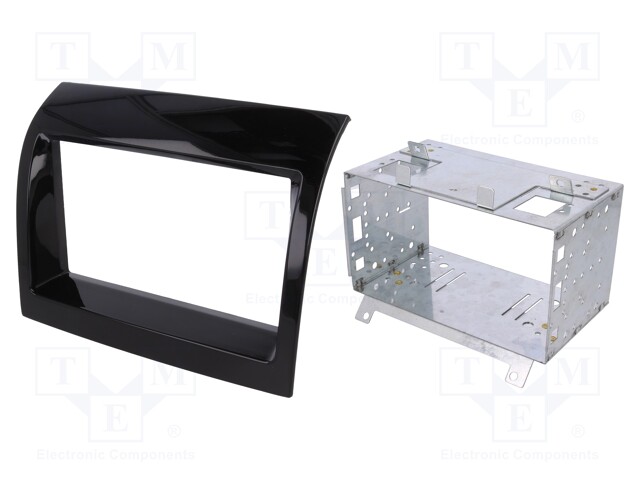 Radio mounting frame; Citroën,Fiat,Peugeot; 2 DIN; black gloss