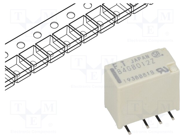 Relay: electromagnetic; DPDT; Ucoil: 12VDC; 0.3A/125VAC; 1A/30VDC