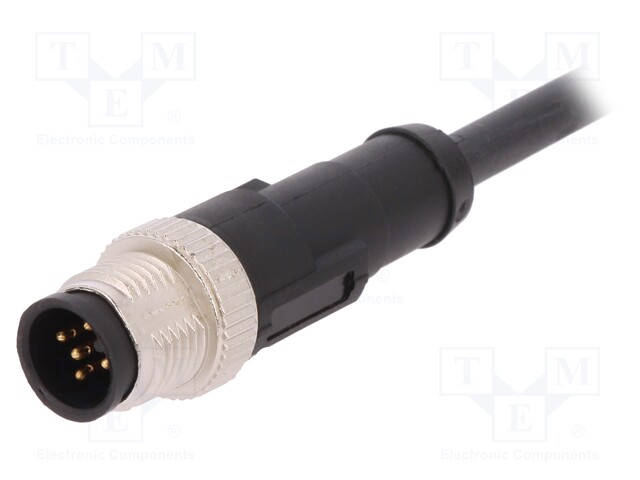 Connection lead; M12; PIN: 5; straight; 5m; plug; 60VAC; 4A; -25÷80°C