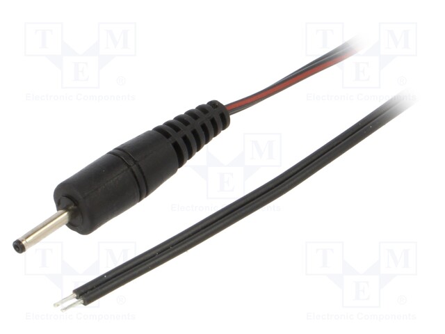 Cable; wires,DC 0,7/2,35 plug; straight; 0.35mm2; black; 1.5m