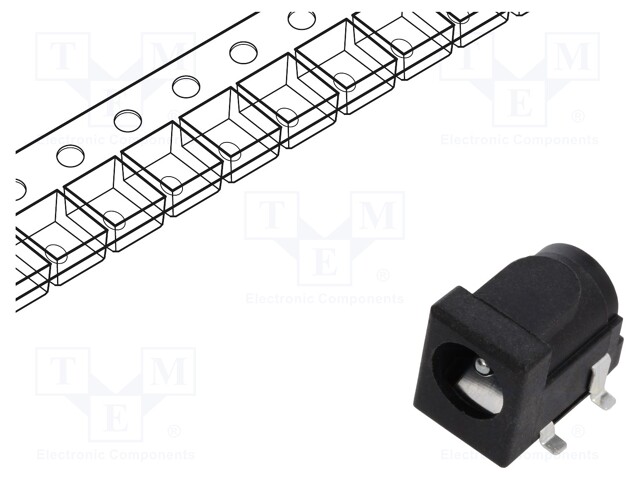 Socket; DC supply; male; 6.4/2mm; on PCBs; SMT; 5A; 20VDC