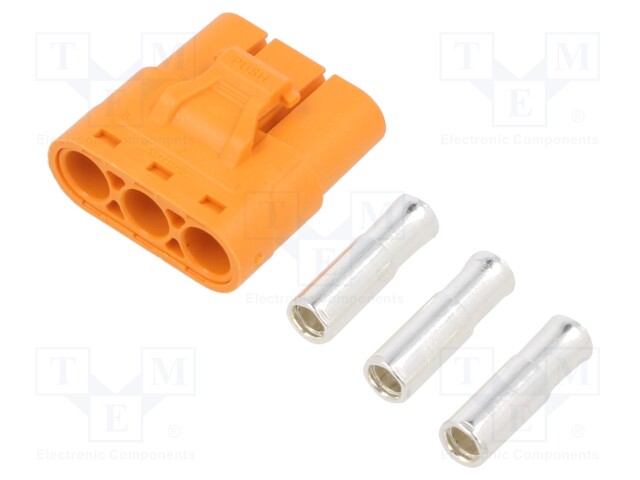 Plug; DC supply; LC; female; PIN: 3; for cable; soldering; orange