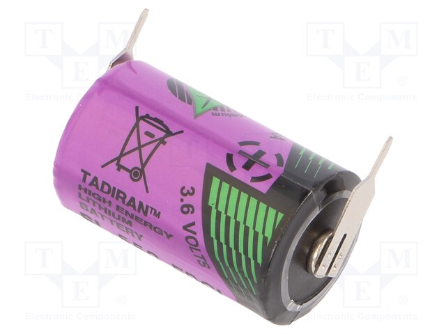 Battery: lithium (LTC); 3.6V; 1/2AA; 2pin; Ø14.7x25.2mm; 900mAh