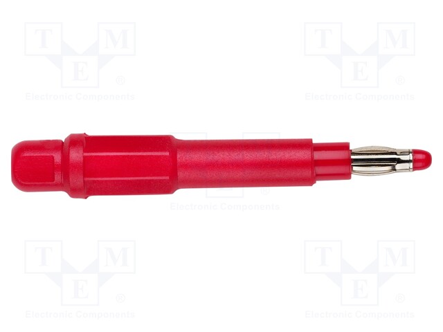 Plug; 2,4mm banana; 5A; 1.5kV; red; Overall len: 65.02mm; Ø: 1mm