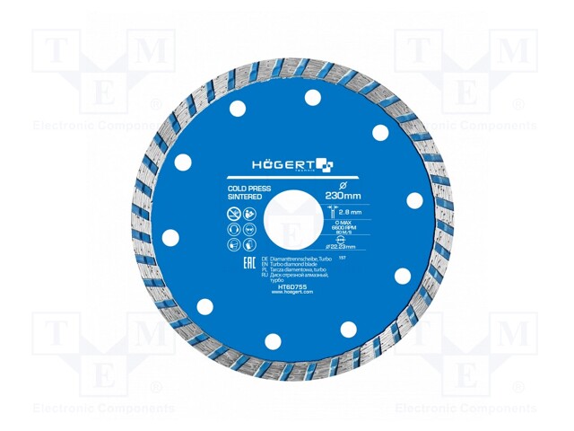 Cutting diamond wheel; Ø: 230mm; Øhole: 22.23mm; Disc thick: 2.8mm