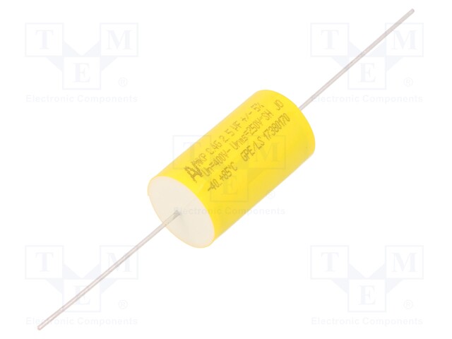 Capacitor: polyester; 2.5uF; Leads: axial; ESR: 4mΩ; THT; ±5%; 9A