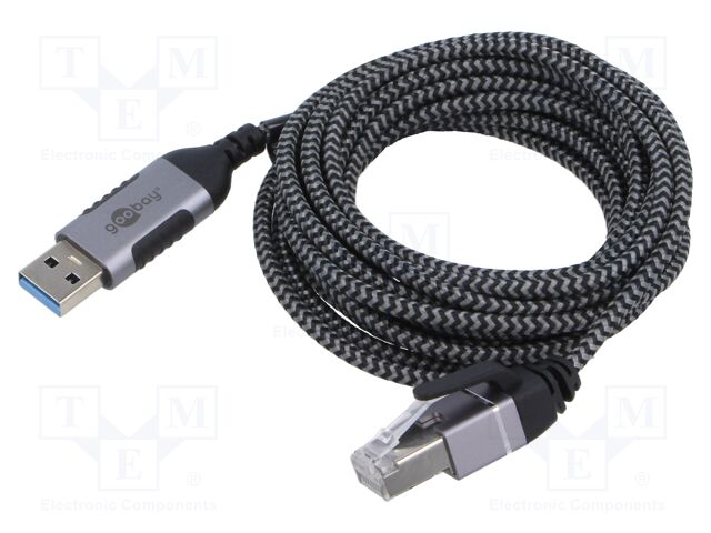 Cable; slim,USB 3.1; RJ45 plug,USB C plug; nickel plated; 10m