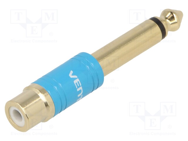 Cable; Jack 6.5mm plug,RCA socket; Plating: gold-plated; blue