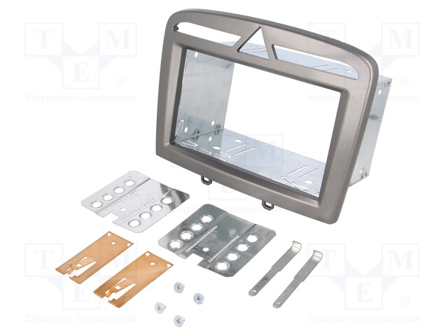 Radio mounting frame; Peugeot; 2 DIN; silver