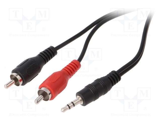 Cable; Jack 3.5mm plug,RCA plug x2; 10m; black