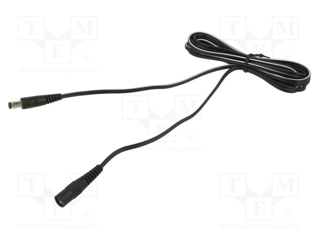 Cable; DC 5,5/2,5 plug,DC 5,5/2,5 socket; straight; 0.5mm2; 2m