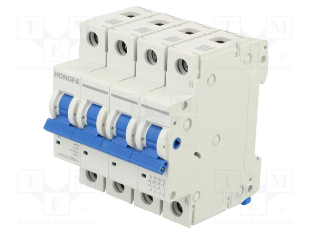 Circuit breaker; 230/400VAC; Inom: 10A; Poles: 3+N; Charact: C; IP20