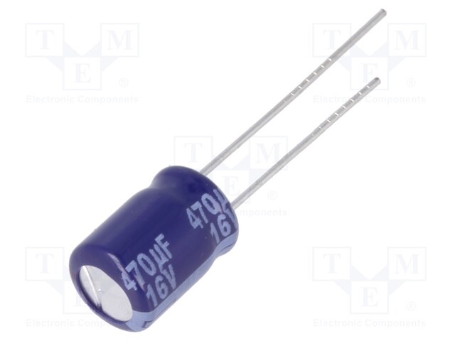 Capacitor: electrolytic; THT; 470uF; 16VDC; Ø8x11.5mm; Pitch: 3.5mm