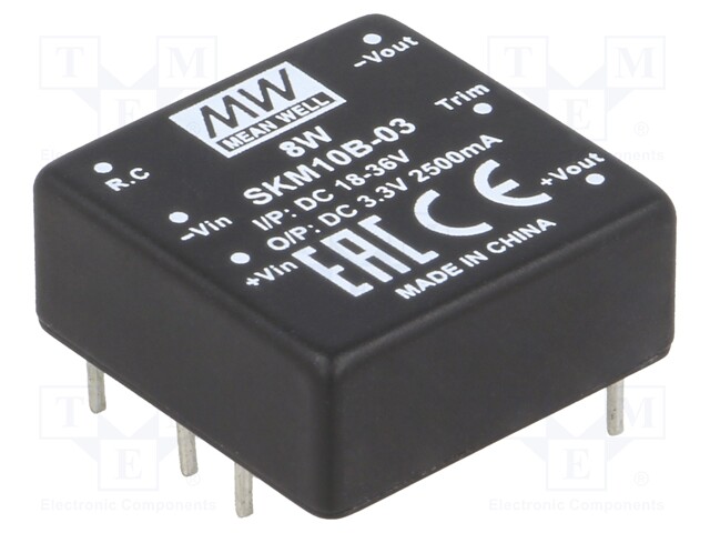 Converter: DC/DC; 10W; Uin: 18÷36V; 3.3VDC; Iout: 2500mA; 1"x1",DIP