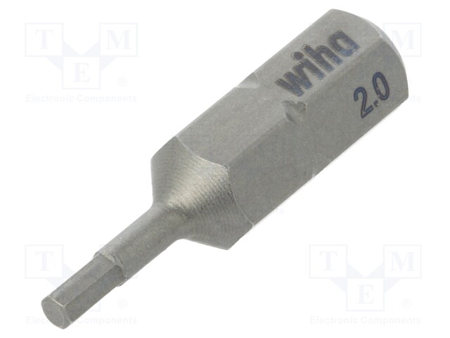 Screwdriver bit; Allen hex key; HEX 2mm; Overall len: 25mm