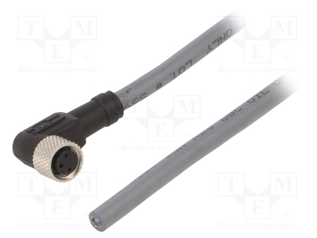 Connection lead; M8; PIN: 3; angled; 10m; plug; -25÷80°C; IP67