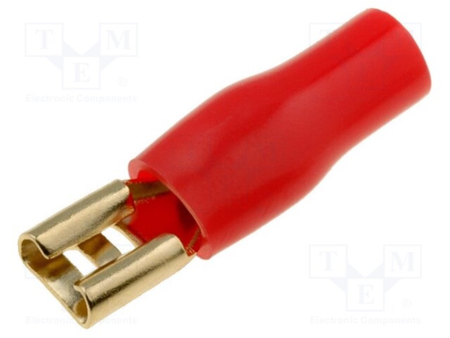 Terminal: flat; 4.8mm; gold-plated; insulated; red; female