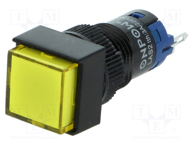 Switch: push-button; Pos: 2; SPDT; 0.5A/250VAC; 1A/24VDC; yellow